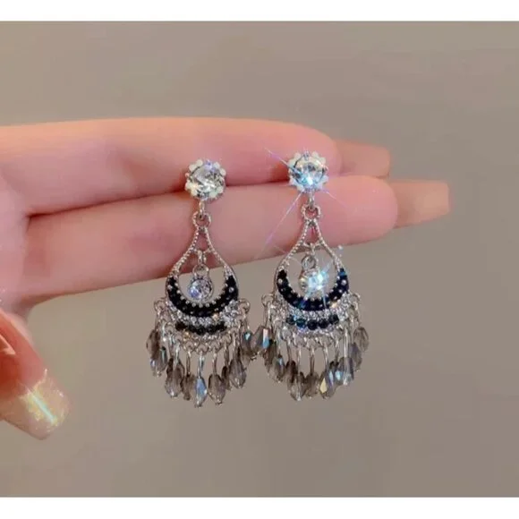 Ethnic style rhinestone tassel earrings retro earrings - Picture 4 of 6